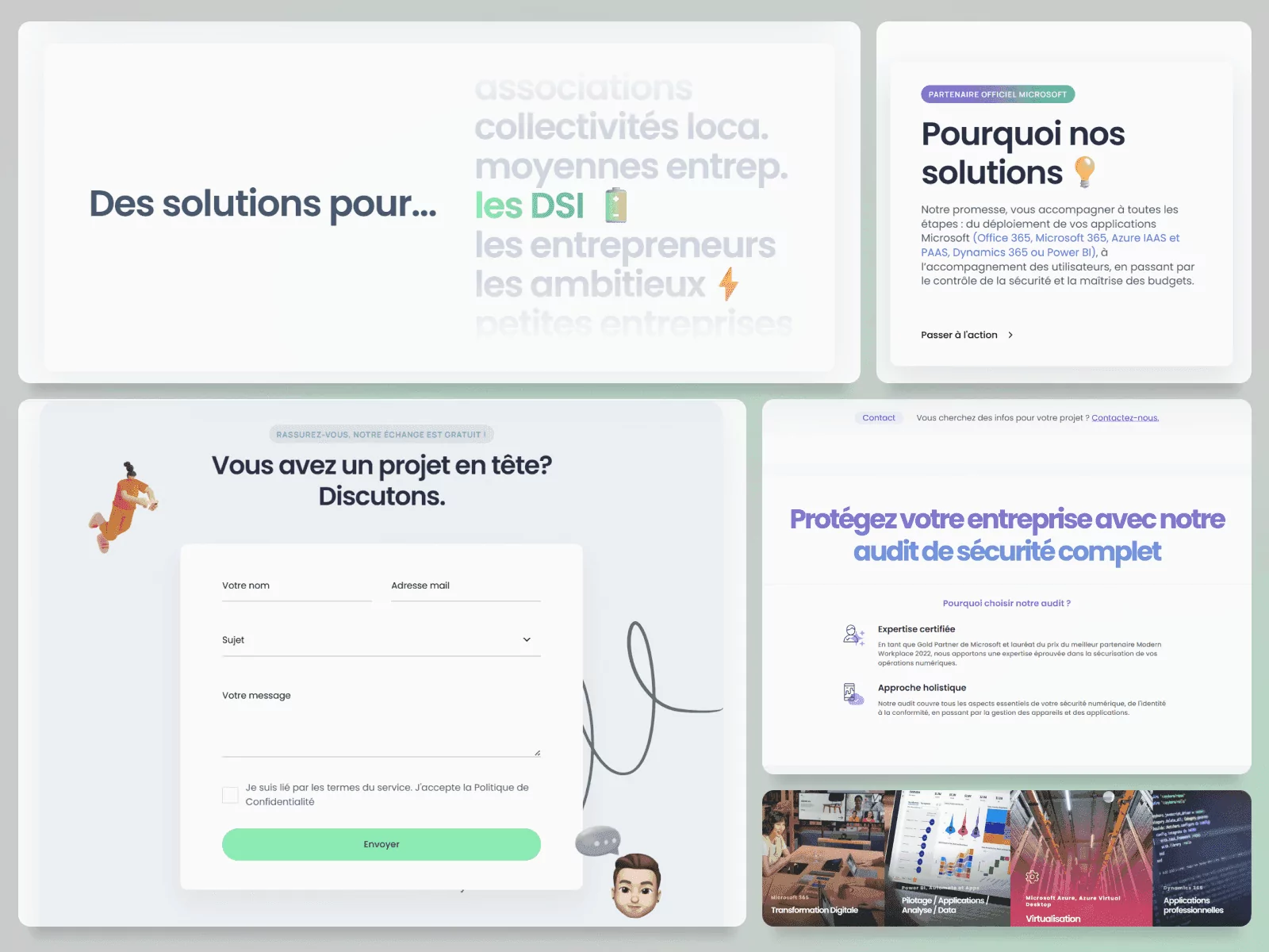 Publics, solutions et formulaire de contact de la première version