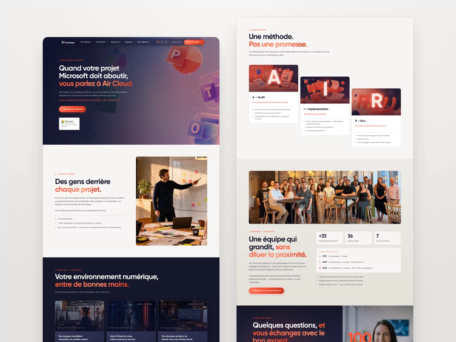 Page d’accueil du site Air Cloud en entier : équipe, expertises, méthode, version 2026