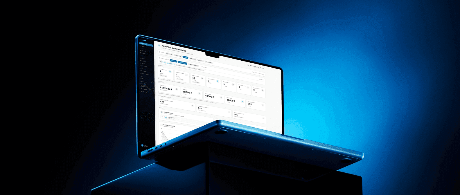 Le module Analytics commerciales du CRM d’Euromedia sur un ordinateur portable