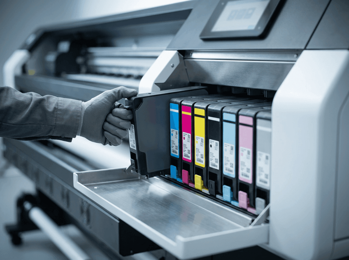 Cartouches d'encre sur imprimante grand format industrielle