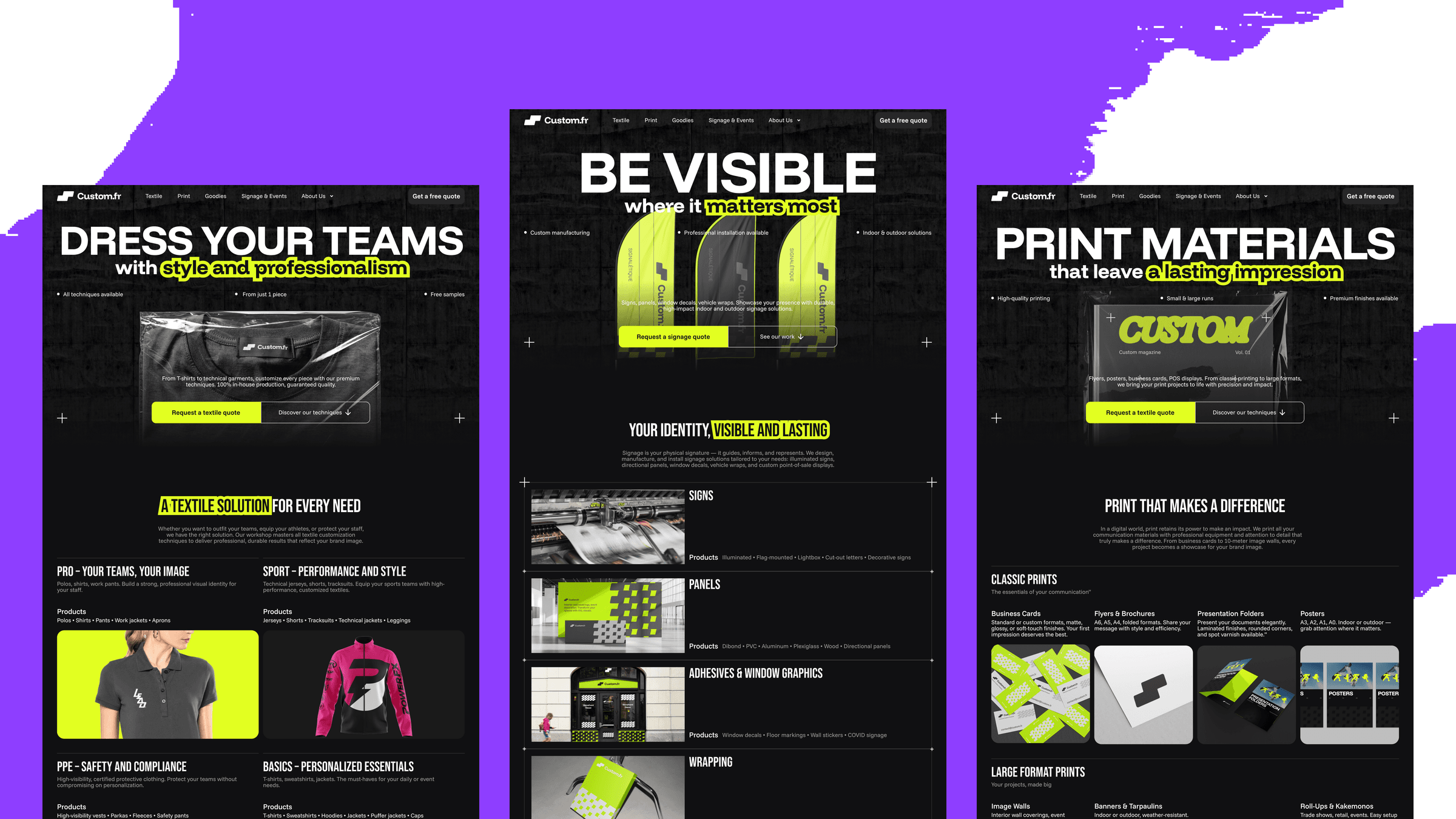 Custom — aperçu du site